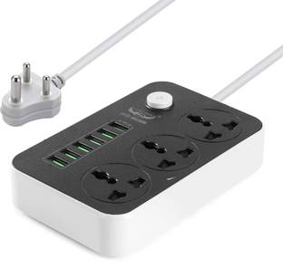 GKK PW-03 Power Strip with USB Ports Long Cord Universal Socket 3 Outlets And 6 Quick USB Power Plug