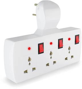 skyunion 3 Port Universal Socket Spike Guard Multi Plug Extension Board PACK OF 1 Multi Plug 3 Pin Plug 3 Socket Extension Boards (White, Three Pin Plug