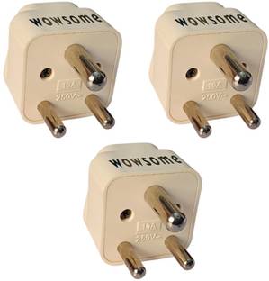 WOWSOME conversion plug Set of 3 Type D Adapter for Convert USA, UK, Aus, Canada to Indian Power Socket Three Pin Plug