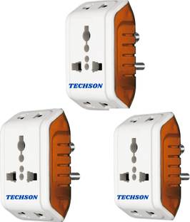 Techson 6A 3 Pin Multi Plug Socket Travel Adapter with Universal Socket PACK-3 ,,Multi Plug 3 Pin Extension Socket Three Pin Plug