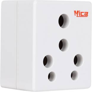 Mica 6 amp. to 16 amp. Ceramic Inside Solid 3 Pin Conversion Plug (White) SOLID Conversion Plug 6 amp. to 16 amp. Three Pin Plug