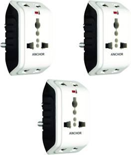 Anchor By Panasonic Anchor 22841 6A 3 Pin Multiplug Adapter with Universal Socket Three Pin Plug