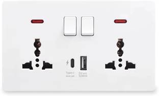 SSUCA double_wall_socket 18W Fast USB & C Type Charging Socket, Smart 13amp & 1A1C Port Power Plug