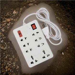 LifoDora 8 Pin Extension Cord 8 Socket Extension Boards(White,2.5m) TR93 Power Plug