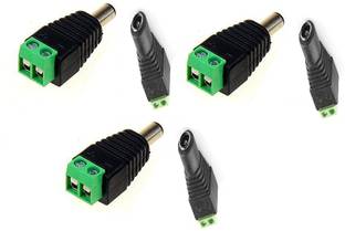 RIVER FOX THE PUJARA DC Male Female Green Connector 5.5mm x 2.1mm 24V Power Jack 3 Pair Pack "DC-MF-001" Power Plug