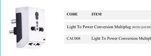 Coin Travel Universal 6A -16A Electrical Multiplug Light to Power Electrical Socket Three Pin Plug