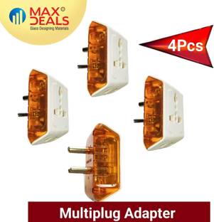 max deals 3 Pin Multiplug Travel Adapter Pack of 4 Pcs Multiple Plug Socket Three Pin Plug