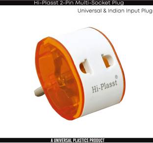 HI-PLASST (pack of 1) 2-Pin Multi-Plug Adapter US to India Converter Plug Type-D Indian Socket,Multiplug for 2Pin Plug,Socket Connector for Diwali Light Two Pin Plug