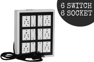 KHOPALA Multi Outlet Electrical Switch Board 3 Phase Cord 6 Socket Extension Boards 6 Socket Extension Boards Power Plug Power Plug