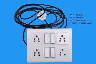 cromium 12 MODUL 4+4 SWITCH ,SHOCKET WITH 8 MTR WIRE M8 6 A Five Pin Socket
