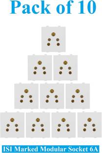 Sauran Pack of 10 6amp Modular 5 Pin Multi Socket White (ESP5.1) 6 A Five Pin Socket