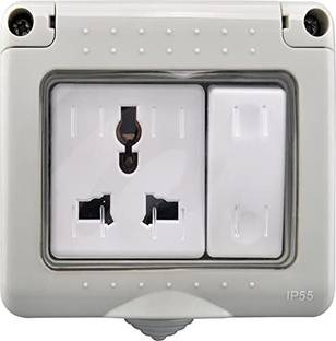 Original Mart switch guard Water Proof Plastic Box with Switch 1 A Three Pin Socket