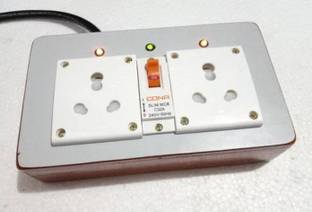 Icalsonic Wooden extension board 2 Socket 16 Amp with MCB and indicator 4 meter wire 16 A Three Pin Socket