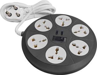 ELOVE Multi Plug Socket Extension Board-with 6 Outlets 2 USB Port Extension Power cord 10 A Three Pin Socket