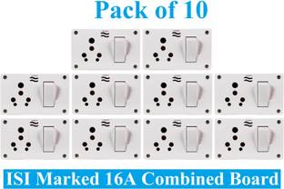 Sauran Pack of 10 Premium Quality 16A Combined Extension Board With Wire PRE94.4 16 A Six Pin Socket