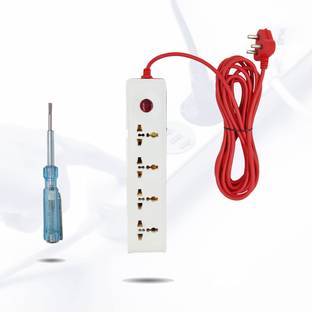 Hillgrove HGCM304M3 Power Extension Board with 4 Socket and 1 Switch with Line Tester 10 A Four Pin Socket