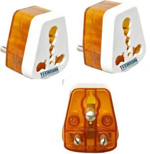 Techson 3 Pin MultI Plug Socket,6A /16A Converter plug,Universal Travel Adaptor Pack-2 , 16 A Three Pin Socket