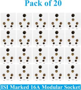 Sauran Pack of 20 16amp Modular 6 Pin Multi Socket White ESP64 16 A Six Pin Socket