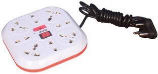 KRISHNA 8+1 Round Strip Extension cord,8 Universal Multi Plug Point 6 Amp Extension Boards (wire Length-2.5 M) with LED Indicator and 1 on/off switch, 8 socket surge protector (white) pack of 1 pcs 6 A Three Pin Socket