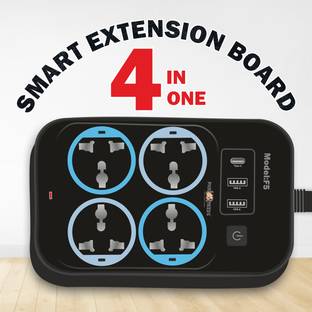 Pick Ur Needs Extension Cord/Board/Power Strip 4 Socket with 2 USB + 1 C Type Multi Switch 10 A Three Pin Socket