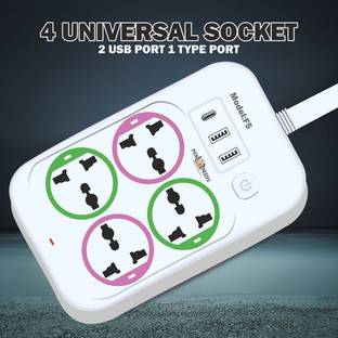Make Ur Wish Extension Cord/Board/Power Strip 4 Socket with 2 USB + 1 C Type Charging Ports 10 A Three Pin Socket