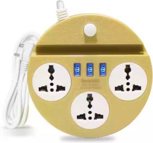 ZIYTRACK Extension Bord Power Strip with USB Port, 3 AC Sockets, 3USB Ports Multi Device 10 A Three Pin Socket
