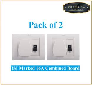 Sauran Pack of 2 Premium Quality 16A Combined Extension Board With Wire (PRE91.2) 16 A Six Pin Socket