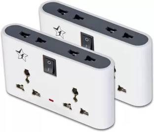Flipkart SmartBuy 4+1 Multiplug Extension Board|Universal Sockets and 1 Switches (White_Pack of 2) 6 A Three Pin Socket