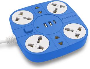 Addmax Extension Cord with USB Port-Smart USB Charging Port Multi Plug Extension Board 10 A Three Pin Socket