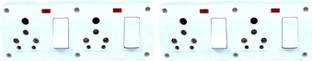 Sauran Pack of 2 16A Combined Extension Board (2 Socket And 2 Switch) ESP48.5 16 A Six Pin Socket