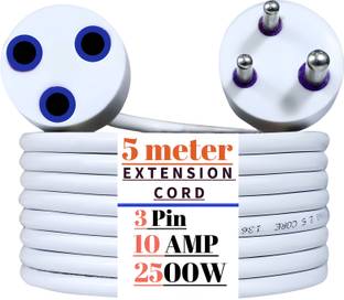 ZIYTRACK Male Female Extension Power Cord | 5 Meters Long Copper Wire| 3 & 2 Pin Plug Use 10 A Three Pin Socket