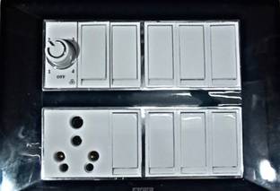 BAHUL Modular black and white colour switches board 6 A Single Pin Socket