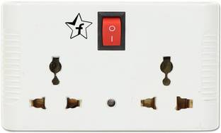 Flipkart SmartBuy 3 Pin MultiPlug Point ||Universal Sockets and 1 Switches (White)Pack of 1 6 A Three Pin Socket