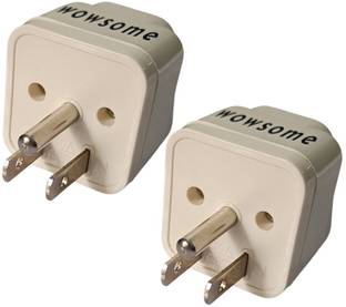 WOWSOME Universal Adapter 3 Prong Grounded Type-B India to USA, Canada, Philippines & More Travel Conversion Plug (Pack of 2) 10 A Three Pin Socket