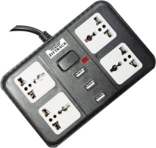 ZIYTRACK power Extension Cord 2500W Power Saving 4 AC Soket + 3USB Port with USB Charger 10 A Three Pin Socket