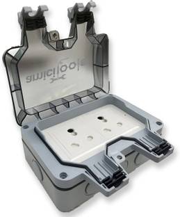 amiciTools Waterproof Outdoor Electric Switch Box with 2 USB Charging Port (Double Socket) 13 A Six Pin Socket