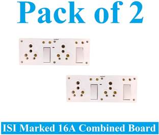 Sauran Pack of 2 16A Combined Extension Board (4 Socket And 2 Switch) ESP33.9 16 A Six Pin Socket