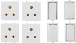 JELECTRICALS Modular 6 AMP Switch and Socket 4 Combo 6 A One Way Electrical Switch