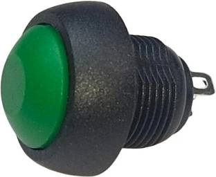 BUDHAN PRODUCTS INC Green Waterproof PBS- 33B 12MM 2PIN Self-Reset Mini Round Push Button Switch 3 A One Way Electrical Switch