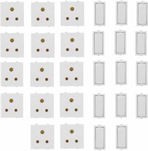 JELECTRICALS Modular 6 AMP Switch and Socket 14 Combo 6 A One Way Electrical Switch