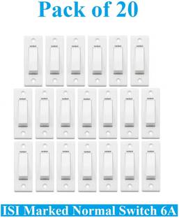 Sauran Pack of 20 Premium Quality 6amp Normal Switch (PRE10.4) 6 A One Way Electrical Switch