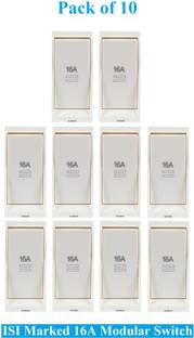 Sauran Pack of 10 Pieces 16amp Two Way ISI Marked Modular Switch White (ESP67) 16 A Two Way Electrical Switch