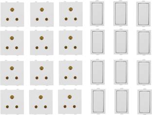 JELECTRICALS Modular 6 AMP Switch and Socket 12 Combo 6 A One Way Electrical Switch