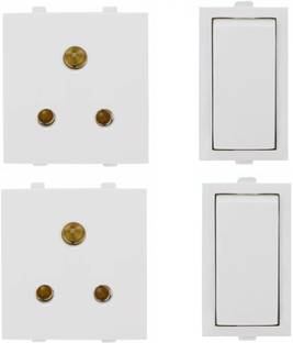 JELECTRICALS Modular 6 AMP Switch and Socket 2 Combo 6 A One Way Electrical Switch