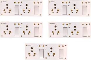 CANDLE Unbreakable 16amp. Switch+Socket+Indicator Combined Board 2+5 (PACK OF 5 PCS.) 16 A One Way Electrical Switch