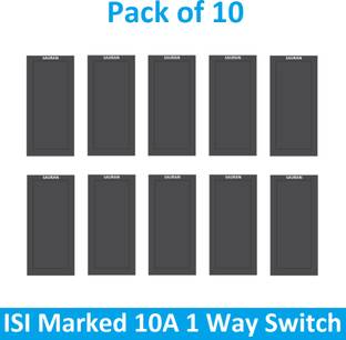 Sauran Black Switch 10 A One Way Electrical Switch