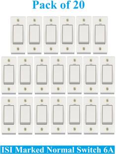 Sauran Pack of 20 Pieces 6amp ISI Marked Modular Switch White (ESP25.1) 6 A One Way Electrical Switch