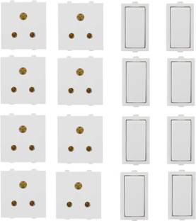 JELECTRICALS Modular (8 Switch + 8 Socket Combo) 6 A One Way Electrical Switch