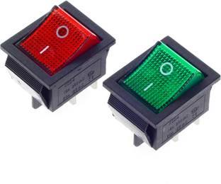 DECENT AIR SYSTEM KCD4 DPST 4Pin 2 Position Rocker Boat Switch with Indicator Lights (Red,Green) 16 A One Way Electrical Switch