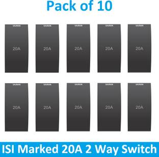 Sauran Black Switch 20 A Two Way Electrical Switch